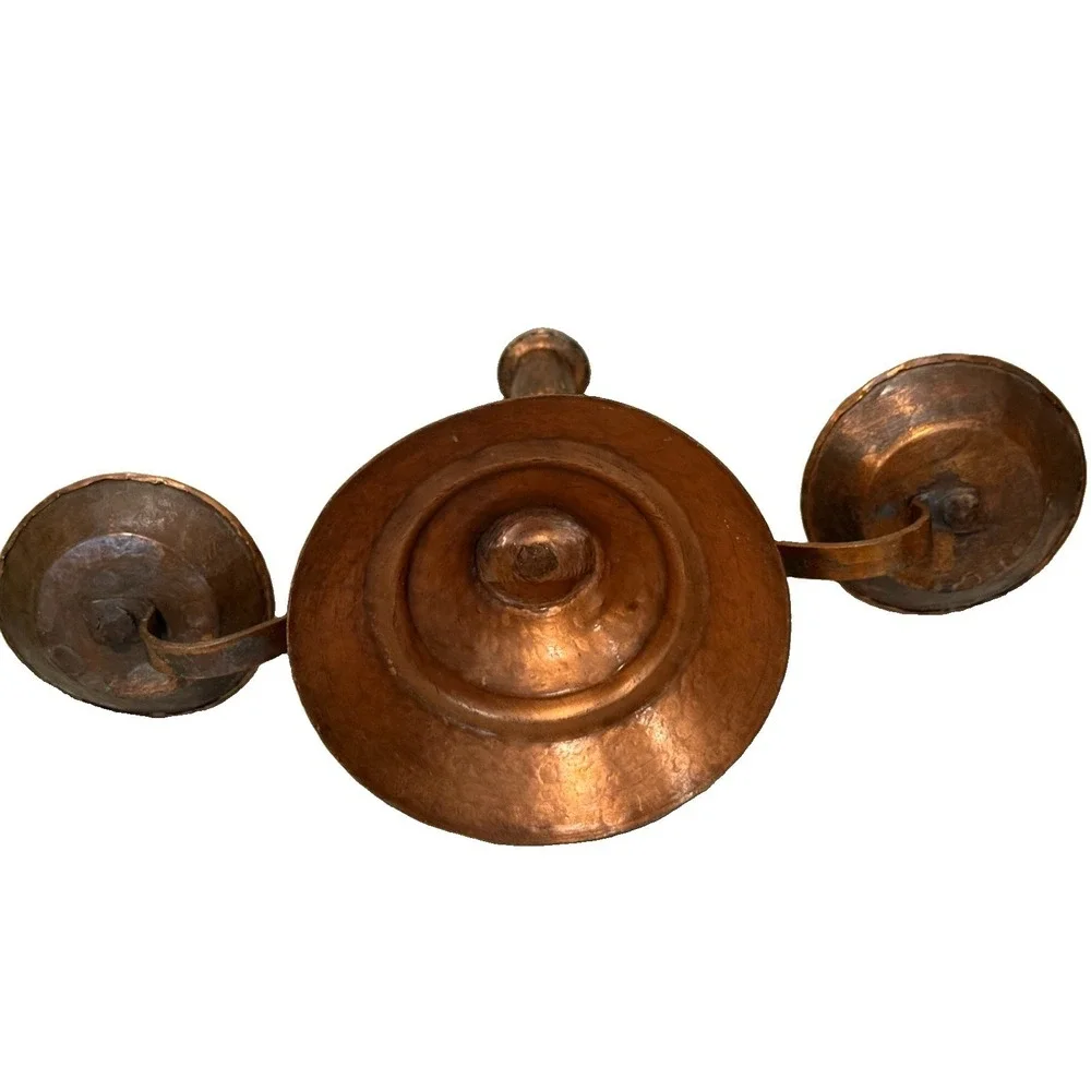 Vintage Copper 3 Taper Candle Holder Candelabra ~10